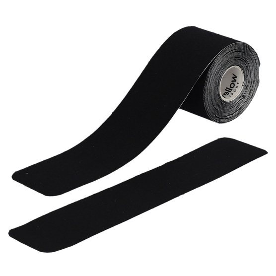 yellowPRECUT TAPE - Taśma do kinesiotapingu - Gotowe plastry w kształcie I - Czarne - 20 aplikacji x 25 cm