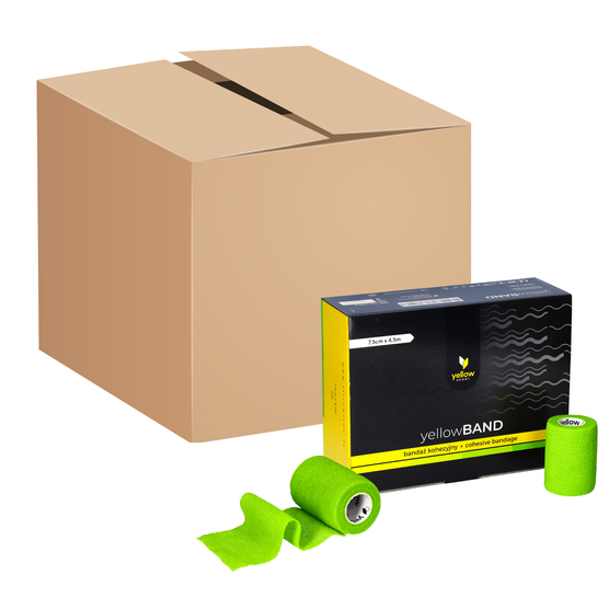 Bandaż kohezyjny yellowBAND - 7,5cm x 4,5m, zielony, zestaw 192 szt.