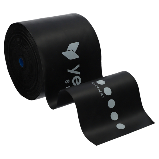 yellowFLAT Band - Taśma TPE do ćwiczeń i fizjoterapii - W rolce, do cięcia - Czarna - 15 cm x 30 m - Opór 12-15 kg