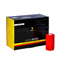 yellowBAND - Bandaż kohezyjny - 10 cm x 4,5 m - Czerwony - Opakowanie 12 szt.