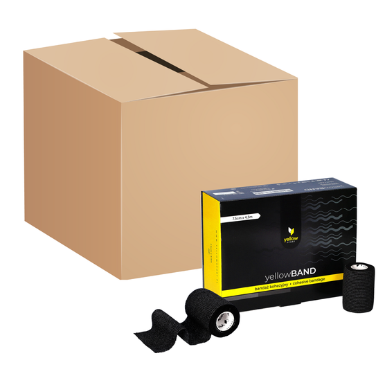 Bandaż kohezyjny yellowBAND - 7,5cm x 4,5m, czarny, zestaw 192 szt.