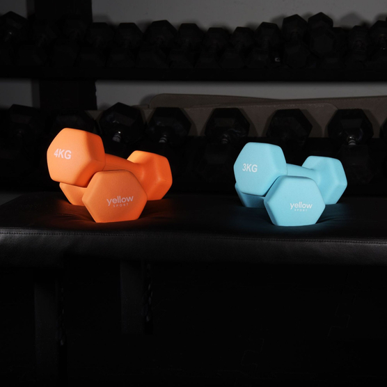 yellowDUMBBELL - Zestaw hantli 2 x 4 kg - Pomarańczowe - 1 para