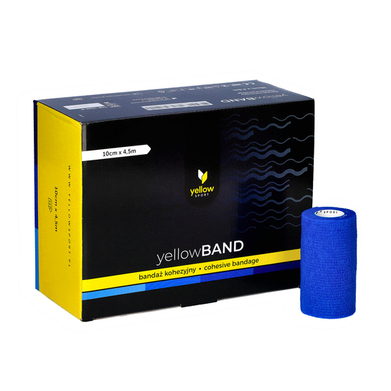 Bandaż kohezyjny yellowBAND - 10cm x 4,5m, niebieski zestaw 12 szt. 