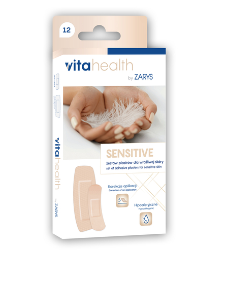 ZARYS VitaHealth SENSITIVE - Plastry dla wrażliwej skóry z opatrunkiem, włókninowe - Beżowe -12 szt.
