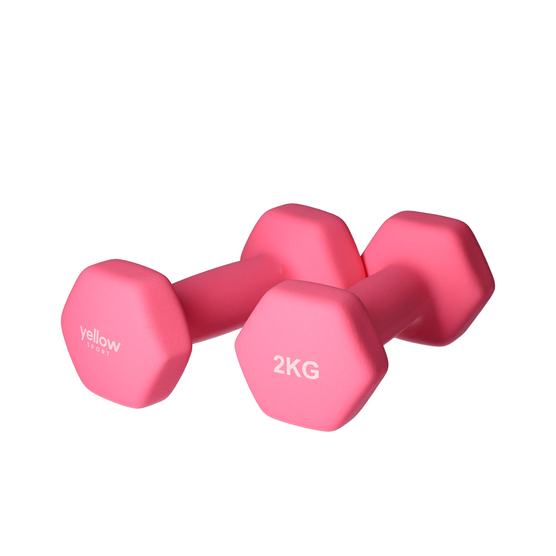 yellowDUMBBELL - Zestaw hantli 2 x 2 kg - Różowe - 1 para