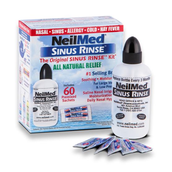 NEIL MED Sinus Rinse - Zestaw do płukania zatok z butelką - 60 szt.