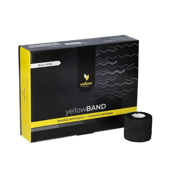 yellowSPORT yellowBAND - Bandaż kohezyjny - 5 cm x 4,5 m - Czarny - Opakowanie 12 szt.