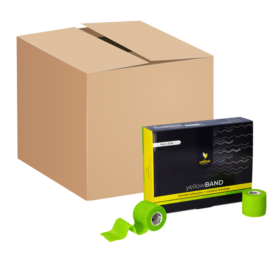 yellowBAND - Bandaż kohezyjny - 5 cm x 4,5 m - Zielony - Opakowanie zbiorcze (Zestaw 288 szt.)