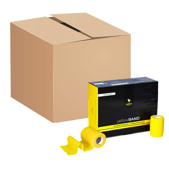 Bandaż kohezyjny yellowBAND - 7,5cm x 4,5m, żółty, zestaw 192 szt.