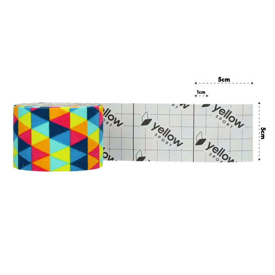 yellowTAPE - Taśma do kinesiotapingu - 5 cm x 5 m - Tęczowe trójkąty