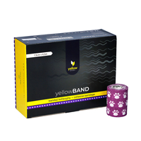 yellowSPORT yellowBAND - Bandaż kohezyjny - 7,5 cm x 4,5 m - Fioletowy w łapki - Opakowanie 12 szt.