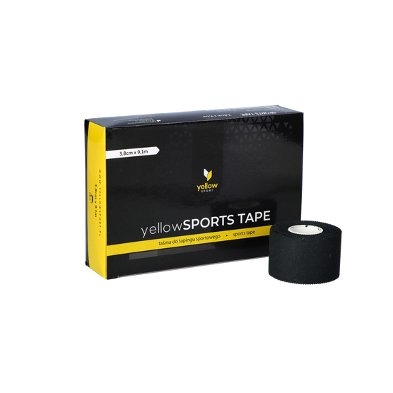 yellowSPORT yellowSPORTS TAPE - Taśma sztywna do tapingu - 3,8 cm x 9,1 m - Czarna - Opakowanie 6 szt.