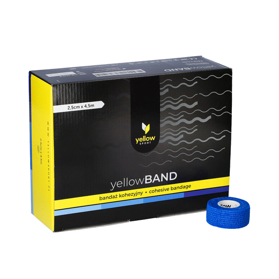 yellowSPORT yellowBAND - Bandaż kohezyjny - 2,5 cm x 4,5 m - Niebieski - Opakowanie 12 szt.