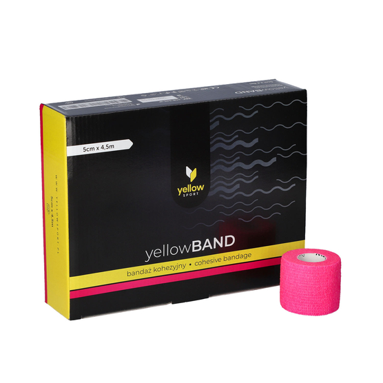 yellowSPORT yellowBAND - Bandaż kohezyjny - 5 cm x 4,5 m - Intensywnie różowy - Opakowanie 12 szt.