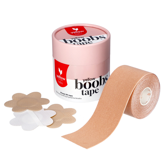 yellowBOOBS TAPE - Taśma modelująca biust z nasutnikami - 5 cm x 5 m - Beżowa