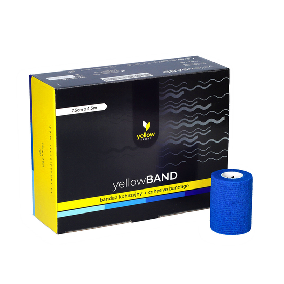 yellowSPORT yellowBAND - Bandaż kohezyjny - 7,5 cm x 4,5 m - Niebieski - Opakowanie 12 szt.