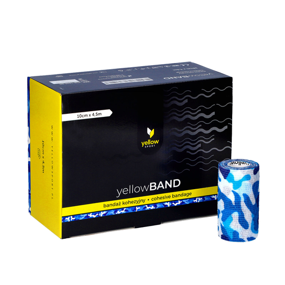 yellowSPORT yellowBAND - Bandaż kohezyjny - 10 cm x 4,5 m - Niebieski moro - Opakowanie 12 szt.