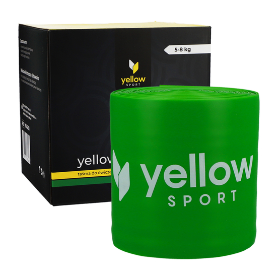 yellowFLAT Band - Taśma TPE do ćwiczeń i fizjoterapii - W rolce, do cięcia - Zielona - 15 cm x 30 m - Opór 5-8 kg
