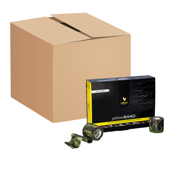 Bandaż kohezyjny yellowBAND - 5cm x 4,5m, zielony moro, zestaw 288 szt.