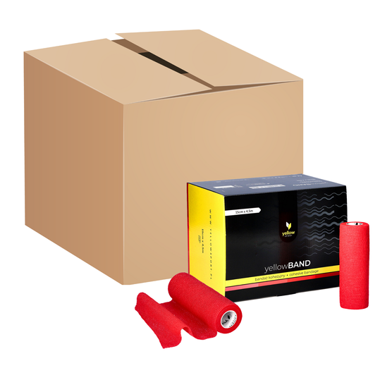 yellowBAND - Bandaż kohezyjny - 15 cm x 4,5 m - Czerwony - Opakowanie zbiorcze (Zestaw 96 szt.)