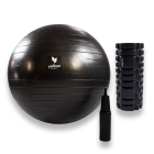 Zestaw fitness  wałek do masażu yellowROLLER EVA + piłka rehabilitacyjna yellowGYM ball 65cm, czarna