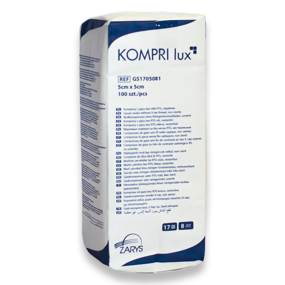 Kompresy gazowe niejałowe KOMPRI lux 5cm x 5cm