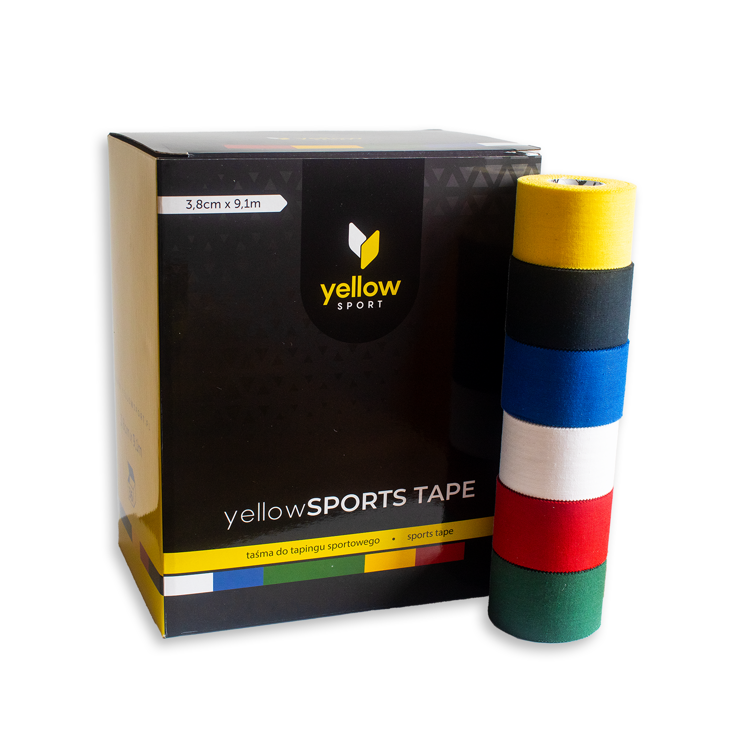 Taśma do tapingu sztywnego yellowSPORTS TAPE - mix kolorów, 3,8cm x 9,1m, 36 szt.