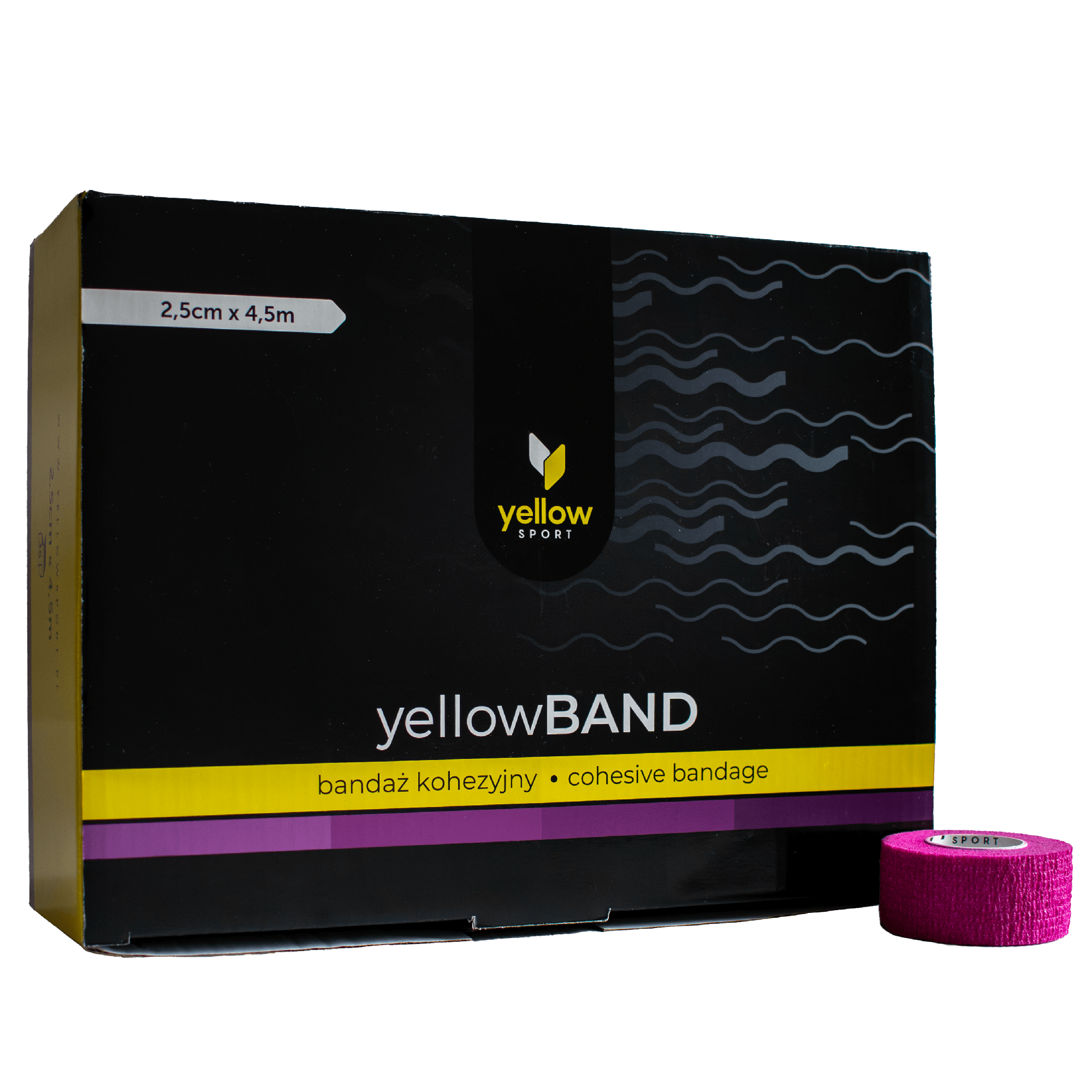 Bandaż kohezyjny yellowBAND - 2,5cm x 4,5m, fioletowy zestaw 12 szt.