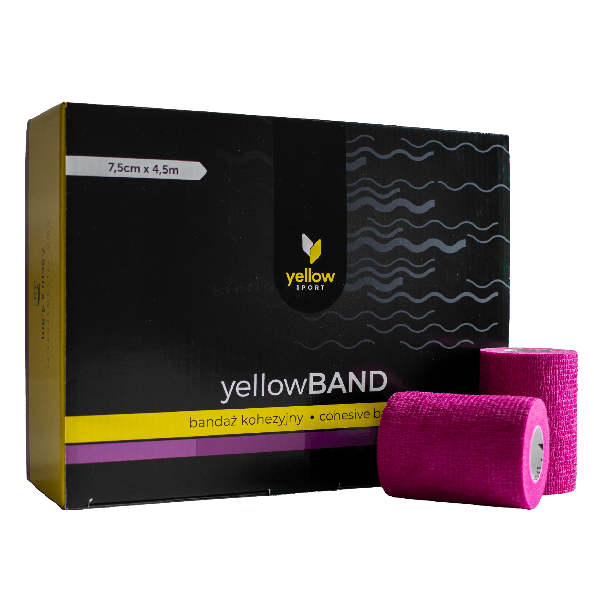 Bandaż kohezyjny yellowBAND - 7,5cm x 4,5m, fioletowy zestaw 12 szt.