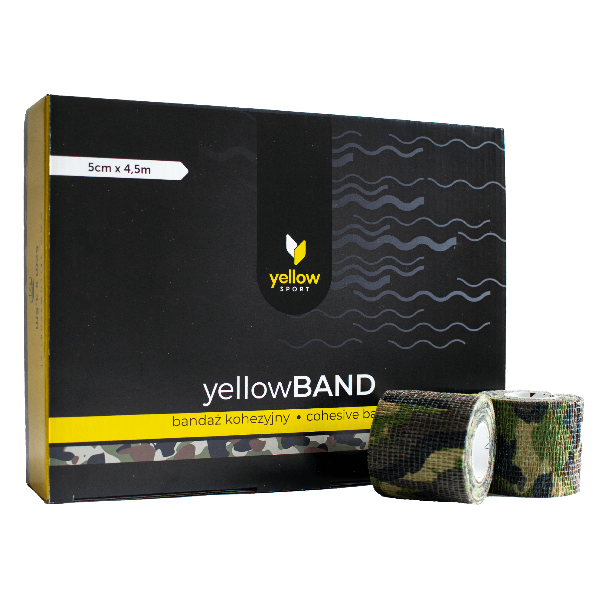 Bandaż kohezyjny yellowBAND - 5cm x 4,5m, zielony moro zestaw 12 szt.