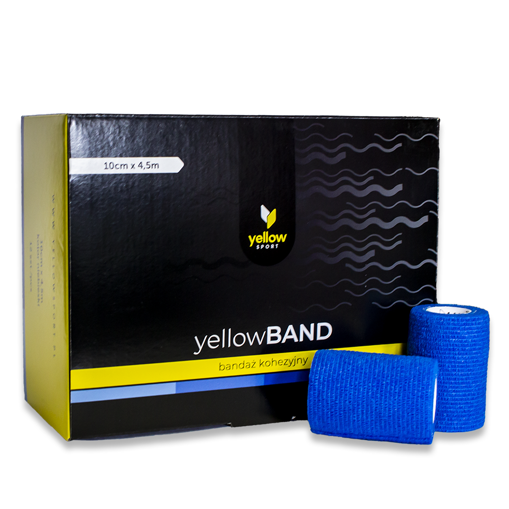 Bandaż kohezyjny yellowBAND - 10cm x 4,5m, niebieski zestaw 12 szt. 