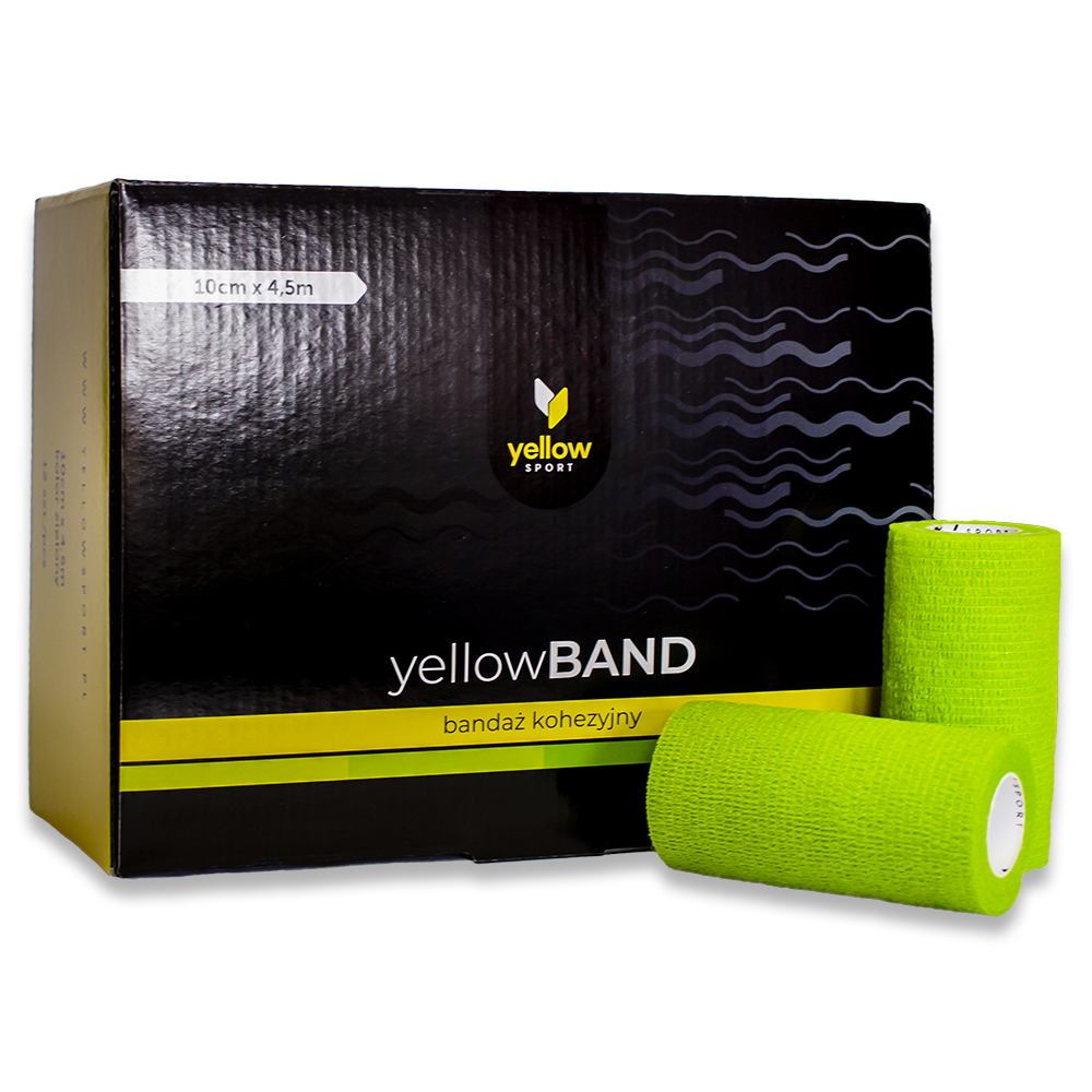 Bandaż kohezyjny yellowBAND - 10cm x 4,5m, zielony zestaw 12 szt. 