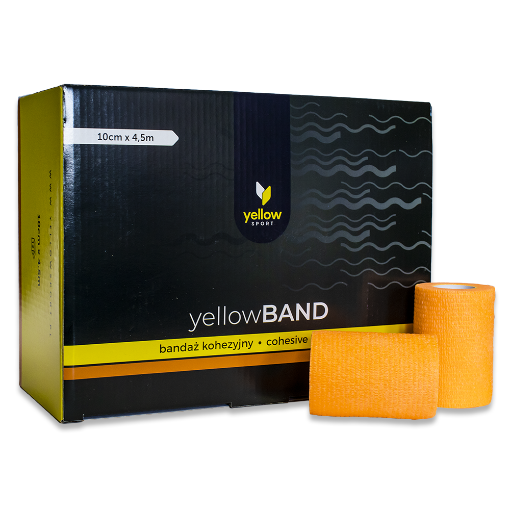 Bandaż kohezyjny yellowBAND - 10cm x 4,5m, intensywny pomarańczowy zestaw 12 szt.