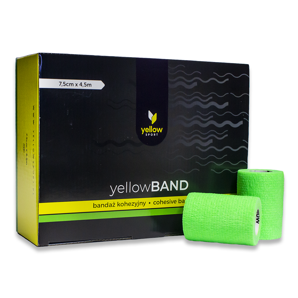 Bandaż kohezyjny yellowBAND - 7,5cm x 4,5m, intensywny zielony zestaw 12 szt.