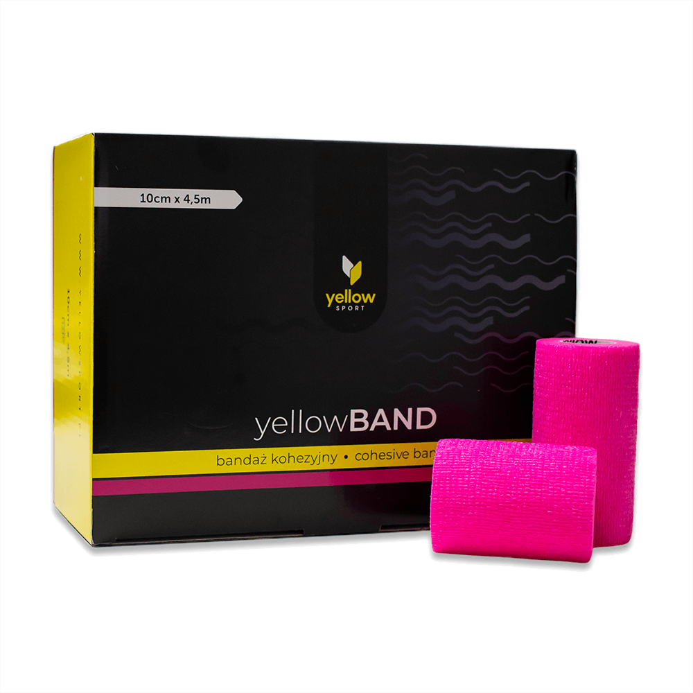 Bandaż kohezyjny yellowBAND - 10cm x 4,5m, intensywny różowy zestaw 12 szt.
