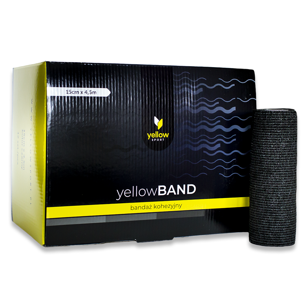 Bandaż kohezyjny yellowBAND - 15cm x 4,5m, czarny zestaw 12 szt. 