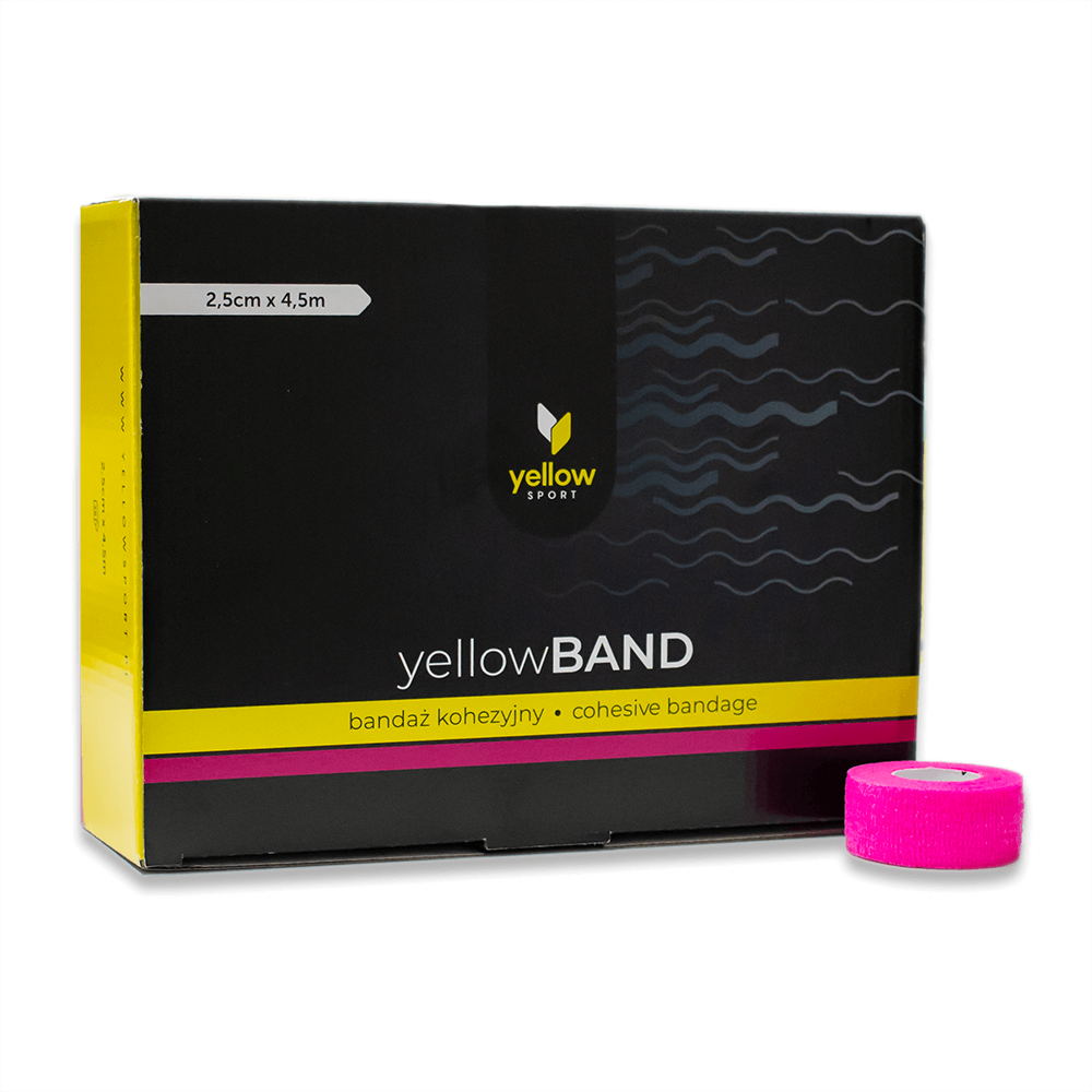 Bandaż kohezyjny yellowBAND - 2,5cm x 4,5m, intensywny różowy zestaw 12 szt.
