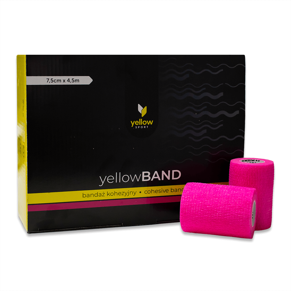 Bandaż kohezyjny yellowBAND - 7,5cm x 4,5m, intensywny różowy zestaw 12 szt.